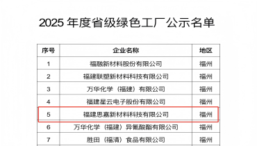 祝賀！福清思嘉登綠色工廠榜單